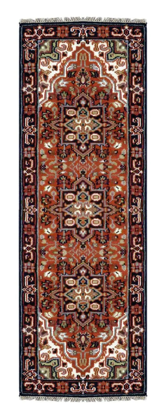 One Of The Kind Hand-Knotted Persian Wool Rug _ Luxurious Vintage Design, 8'9" x 2'7", Artisan Crafted